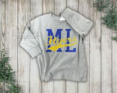 Toddler Fine Jersey Long Sleeve Tee - 3302 - Granite Heather - Glitter Vintage Tail