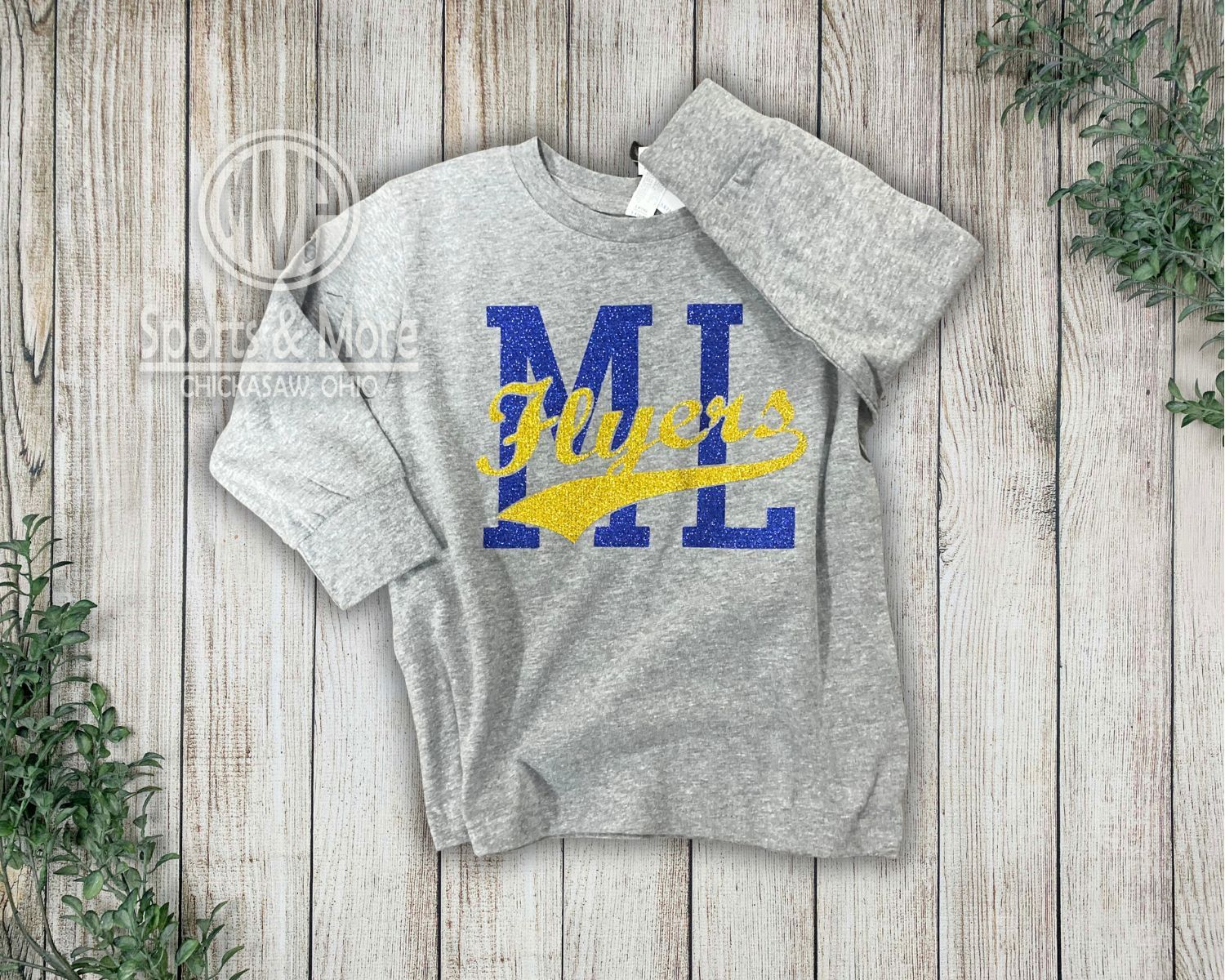 Toddler Fine Jersey Long Sleeve Tee - 3302 - Granite Heather - Glitter Vintage Tail, Size: 2T