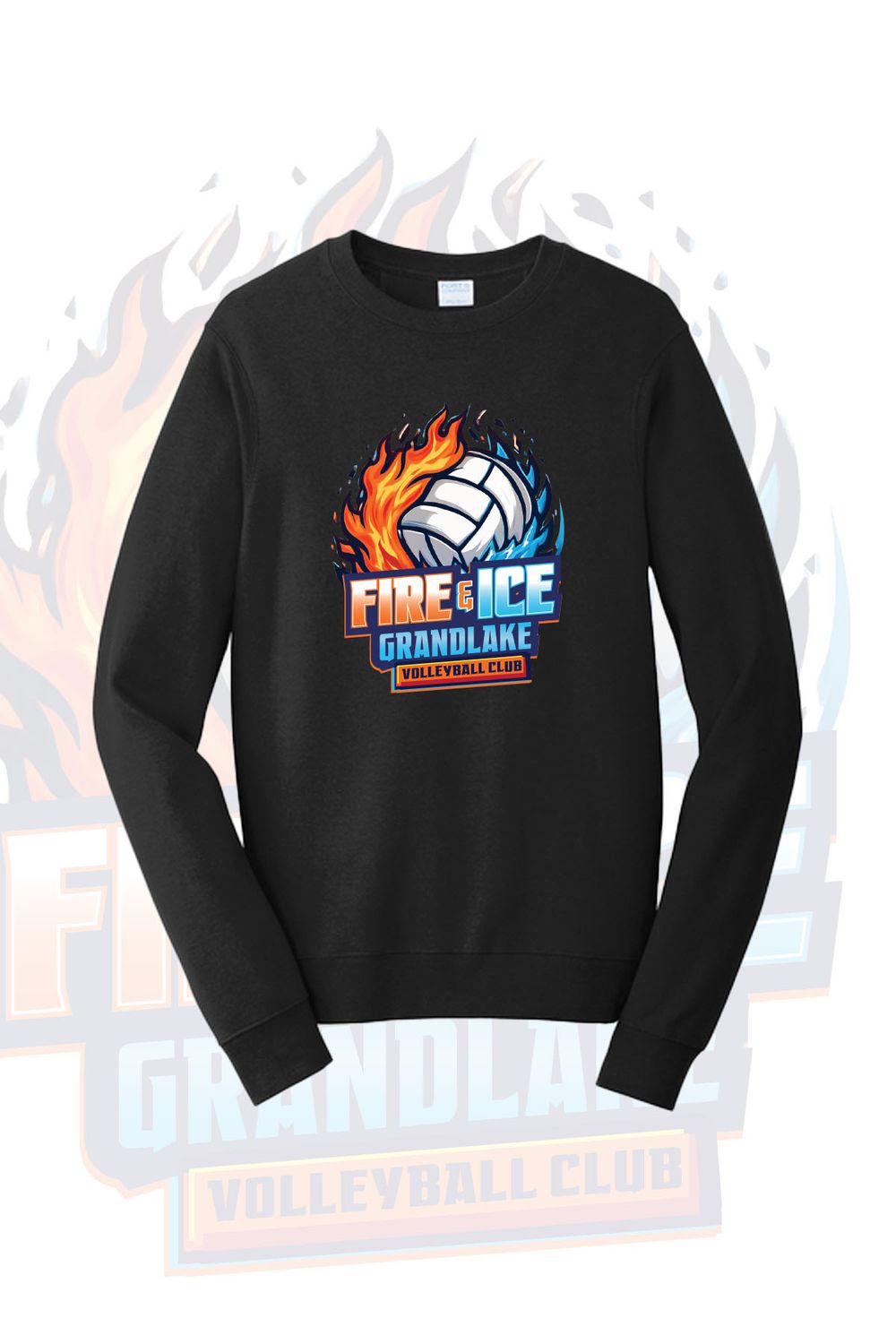 DT6104Y Regular  District Youth V.I.T. Fleece Crew - BLACK - Fire and Ice