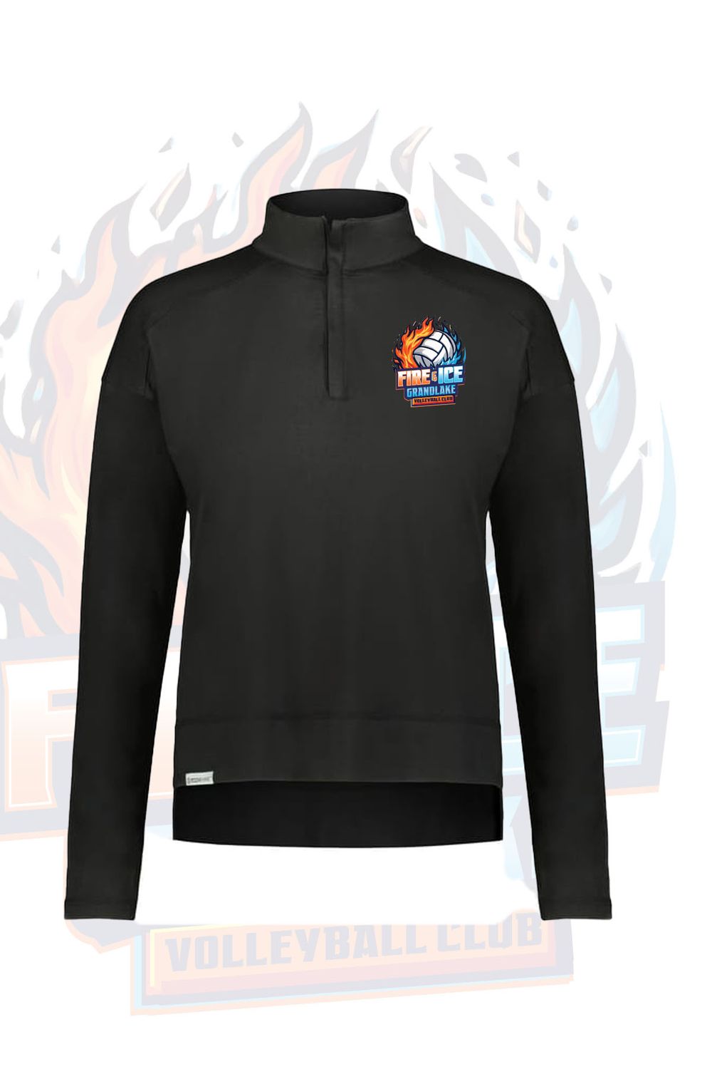 LADIES COURT 1/4-ZIP PULLOVER - BLACK - FIRE AND ICE
