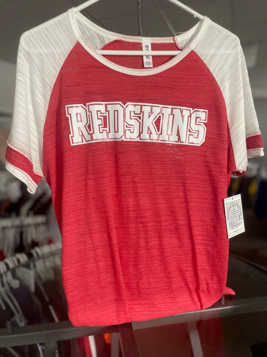 ENZA Ladies Vintage Triblend Colorblock Tee EZ07679 Red LARGE