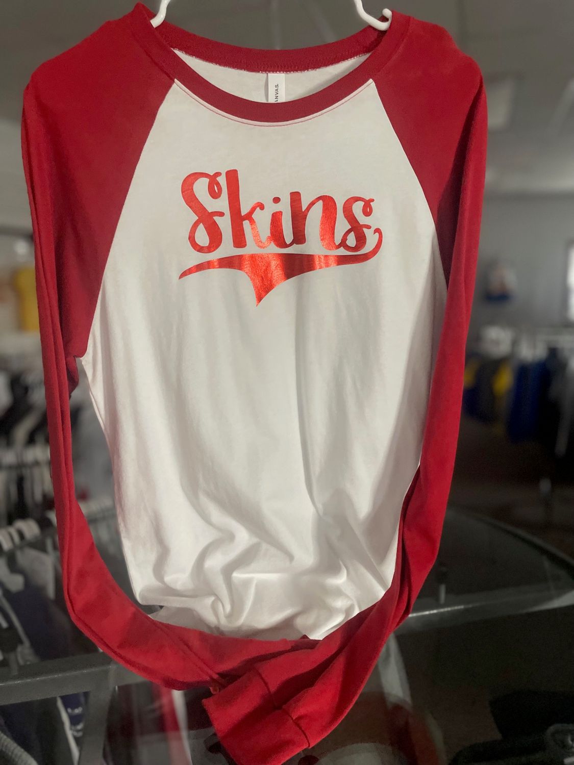 BELLA+CANVAS Colorblock Long Sleeve Red/White - M