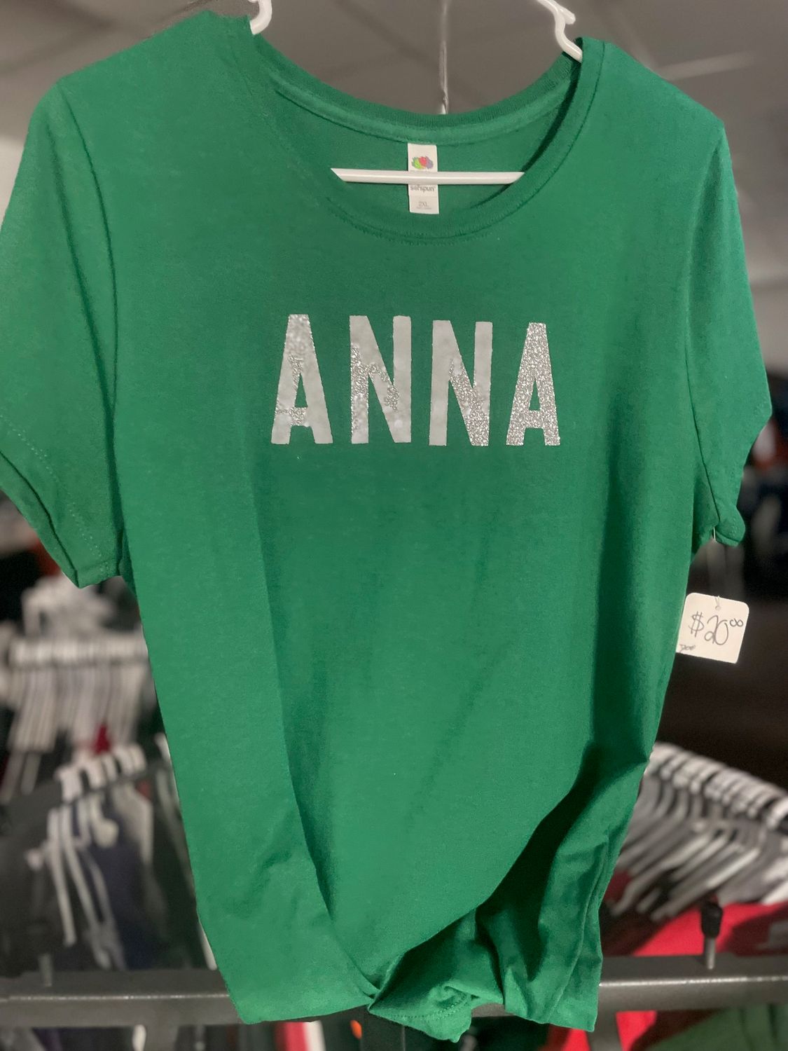 Fruit of the Loom T-shirt - Green - Glitter - 2XL