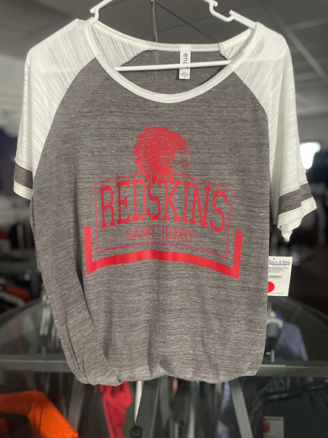 ENZA Ladies Vintage Triblend Colorblock Tee EZ07679 Grey XL