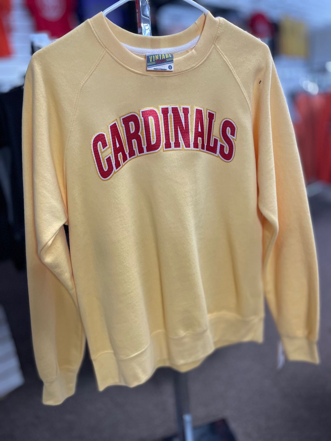 MV Sport Vintage Fleece Raglan Crewneck Sweatshirt - Wayfar Script - 17116 Sun Ray SMALL