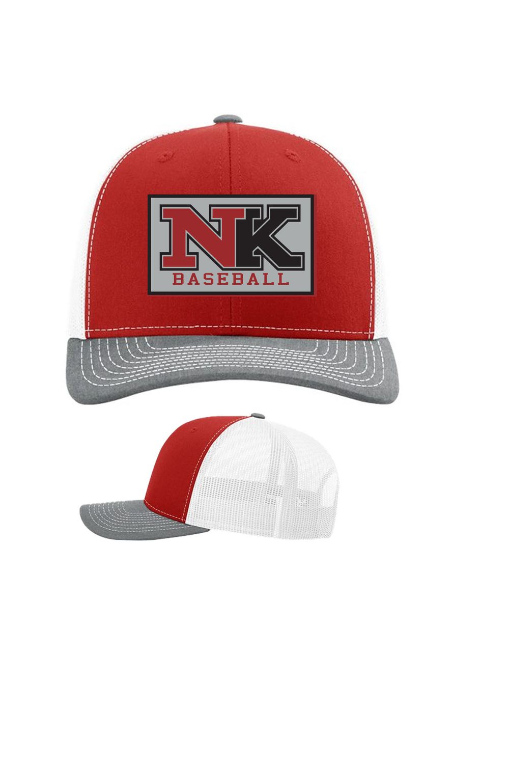 Snapback Trucker Cap - 112 - Red/White/Heather Grey