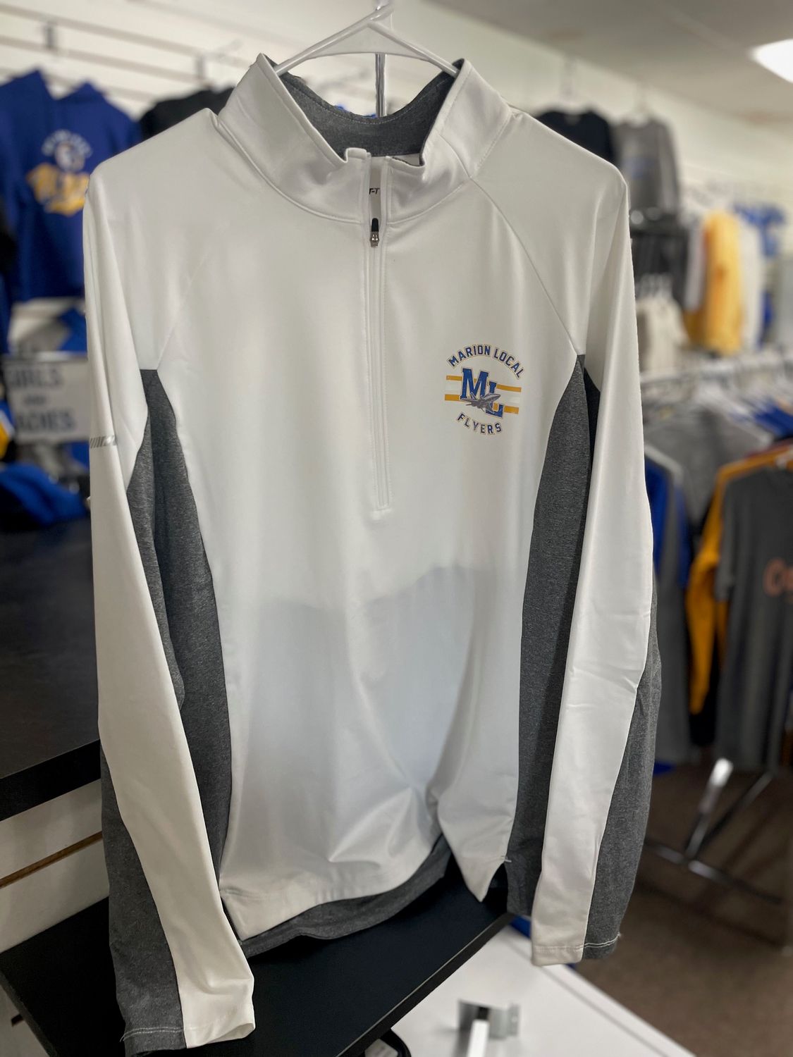 Sport-Tek Ladies Sport-Wick Stretch Contrast 1/2-Zip Pullover. LST854 White/ Charcoal Grey Heather XXL