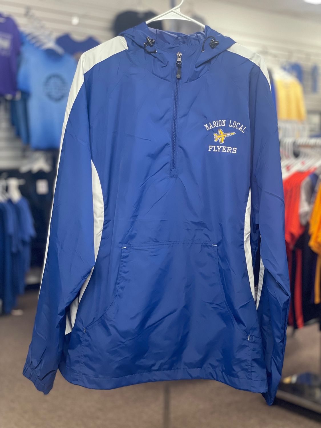 Sport-Tek® Colorblock Raglan Anorak. JST63 True Royal/ White 2XL