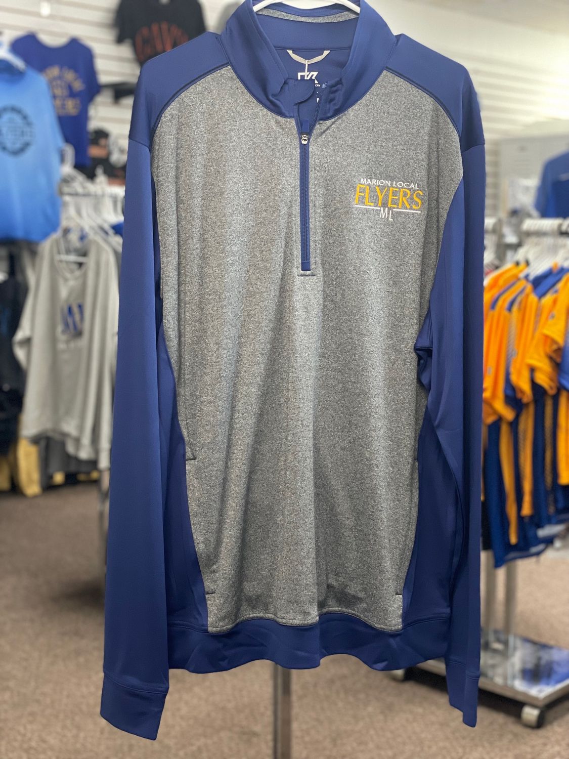 Cutter&amp;Buck 1/4 Zip Colorblock Grey/Royal BCK09386 2XL TALL