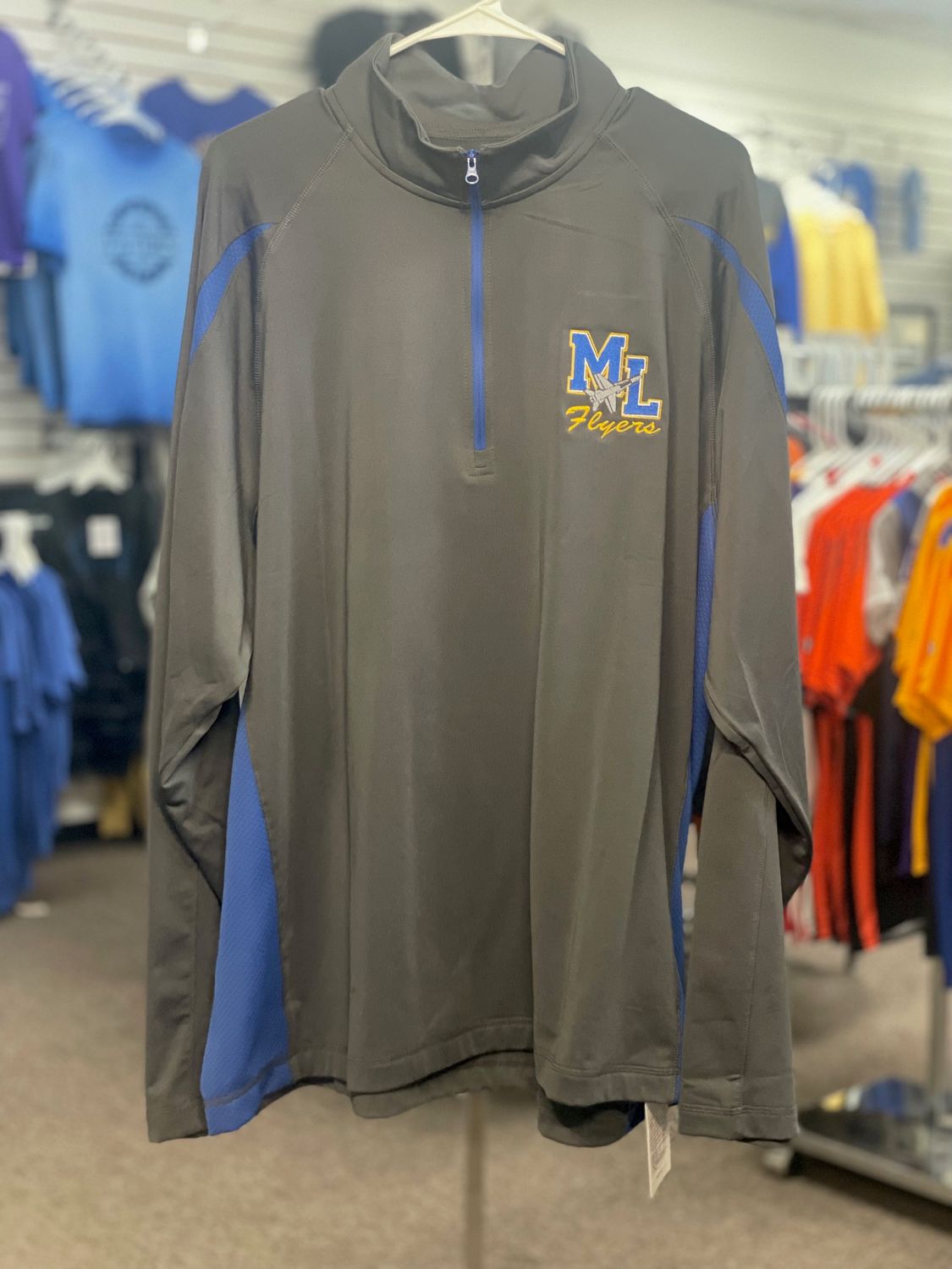 ST851 Sport-Tek® Sport-Wick® Stretch 1/2-Zip Colorblock Pullover ST851  Charcoal Grey/ True Royal 2XL