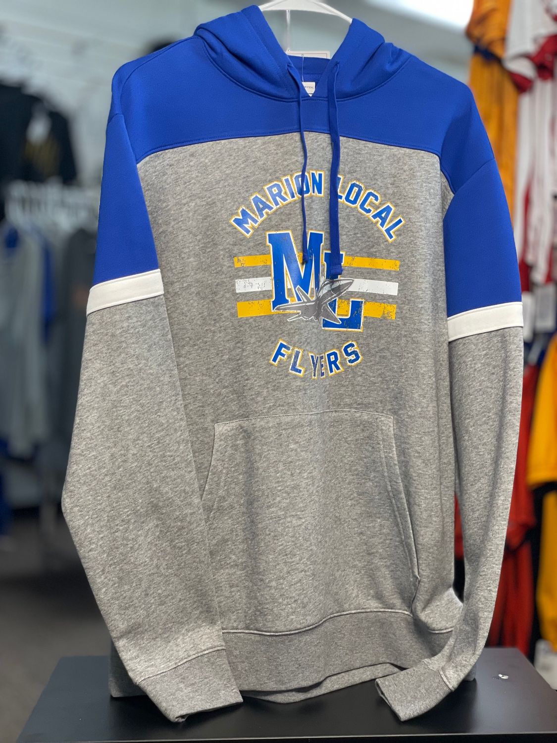 Sport-Tek® Drive Fleece Colorblock Hoodie STF205  True Royal/ Vintage Heather MEDIUM