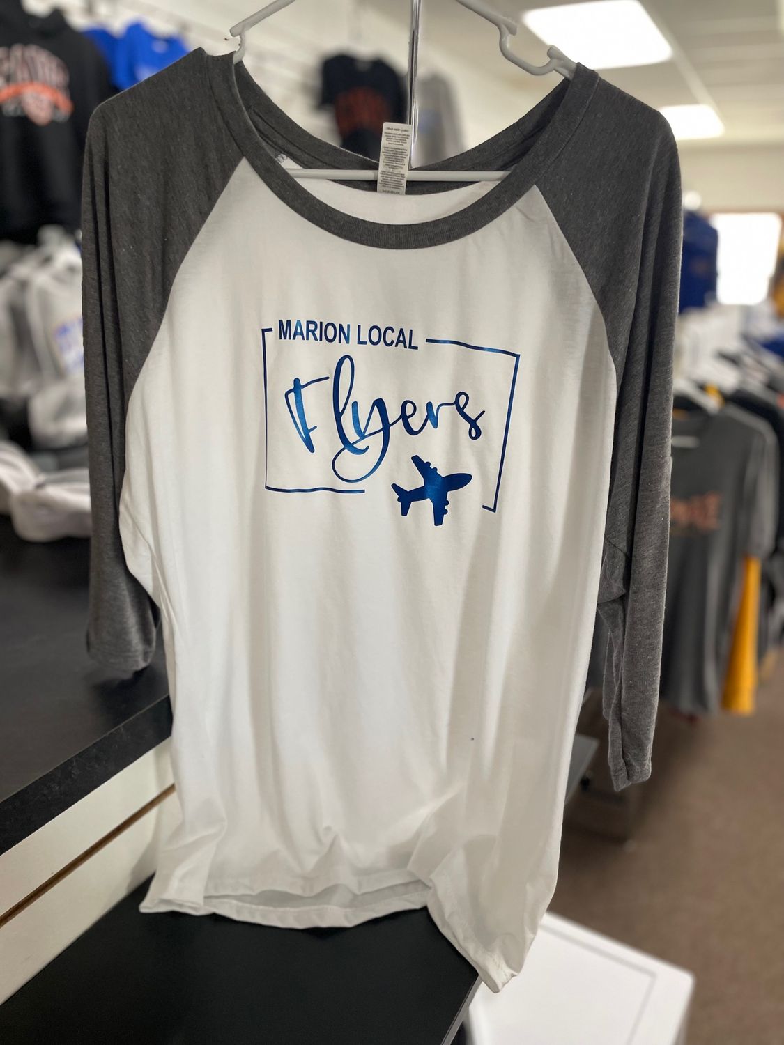 District Women's Perfet Tri 3/4 - Sleeve Raglan. DM136L Grey Frost/White XL