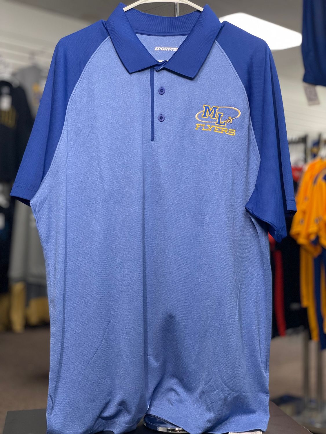 Sport-Tek ® PosiCharge ® RacerMesh ® Raglan Heather Block Polo. ST641 True Royal Heather/ True Royal XL