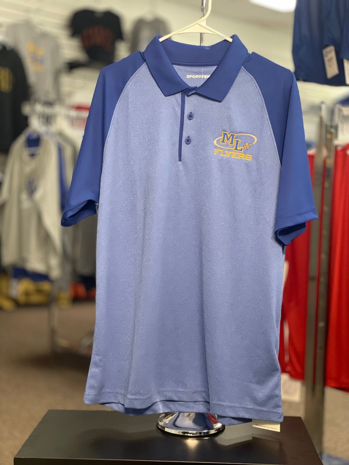 Sport-Tek ® PosiCharge ® RacerMesh ® Raglan Heather Block Polo. ST641 True Royal Heather/ True Royal L