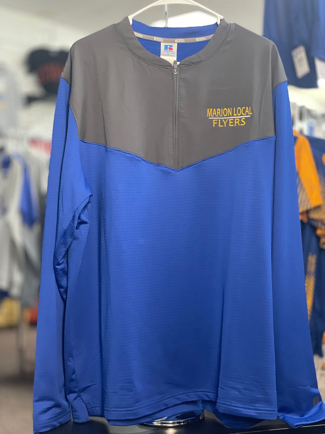 SIDELINE GRID 1/4 ZIP PULLOVER- R03GKM-  Royal/Stealth 2XL