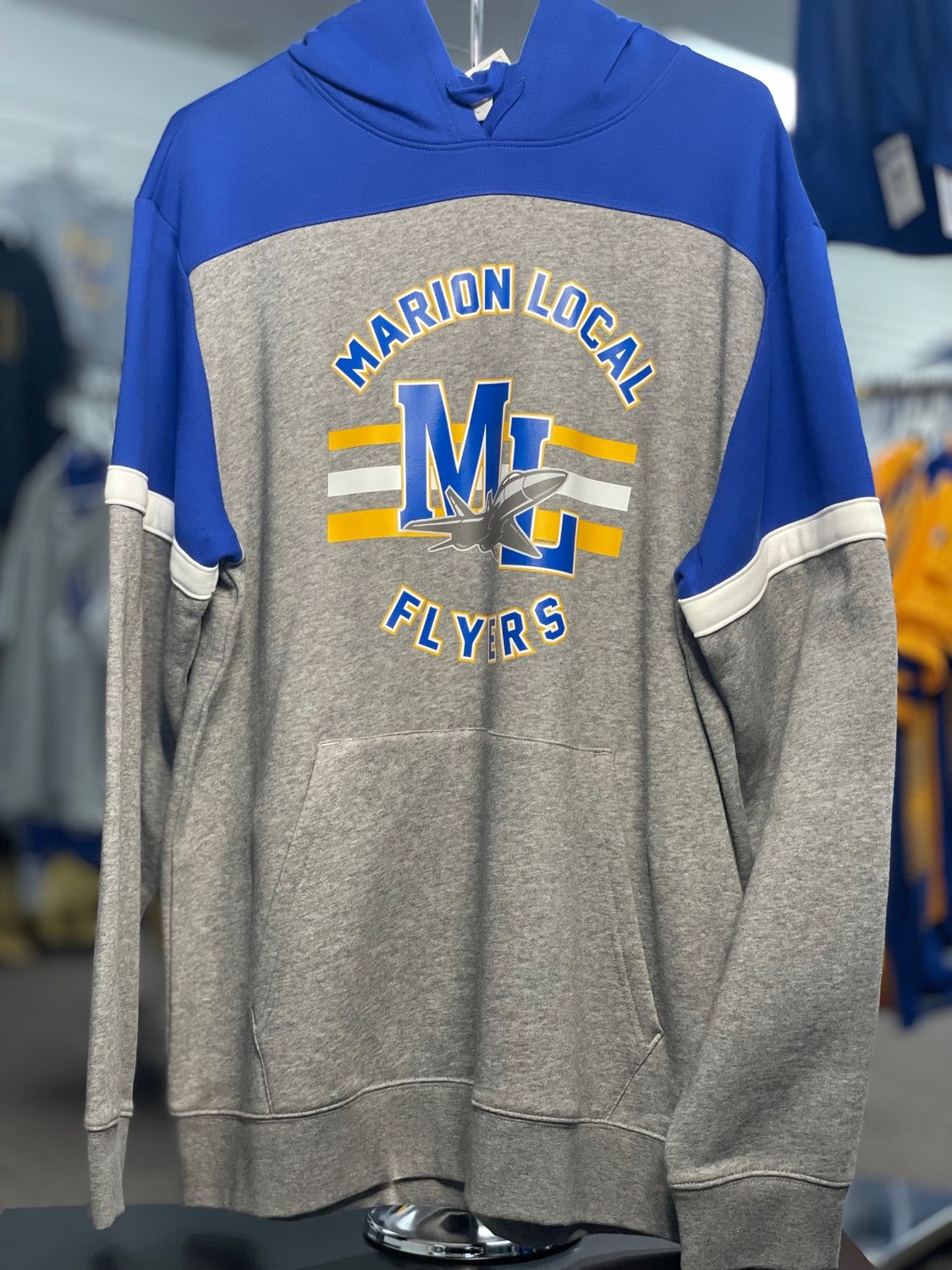 Sport-Tek® Drive Fleece Colorblock Hoodie STF205  True Royal/ Vintage Heather LARGE
