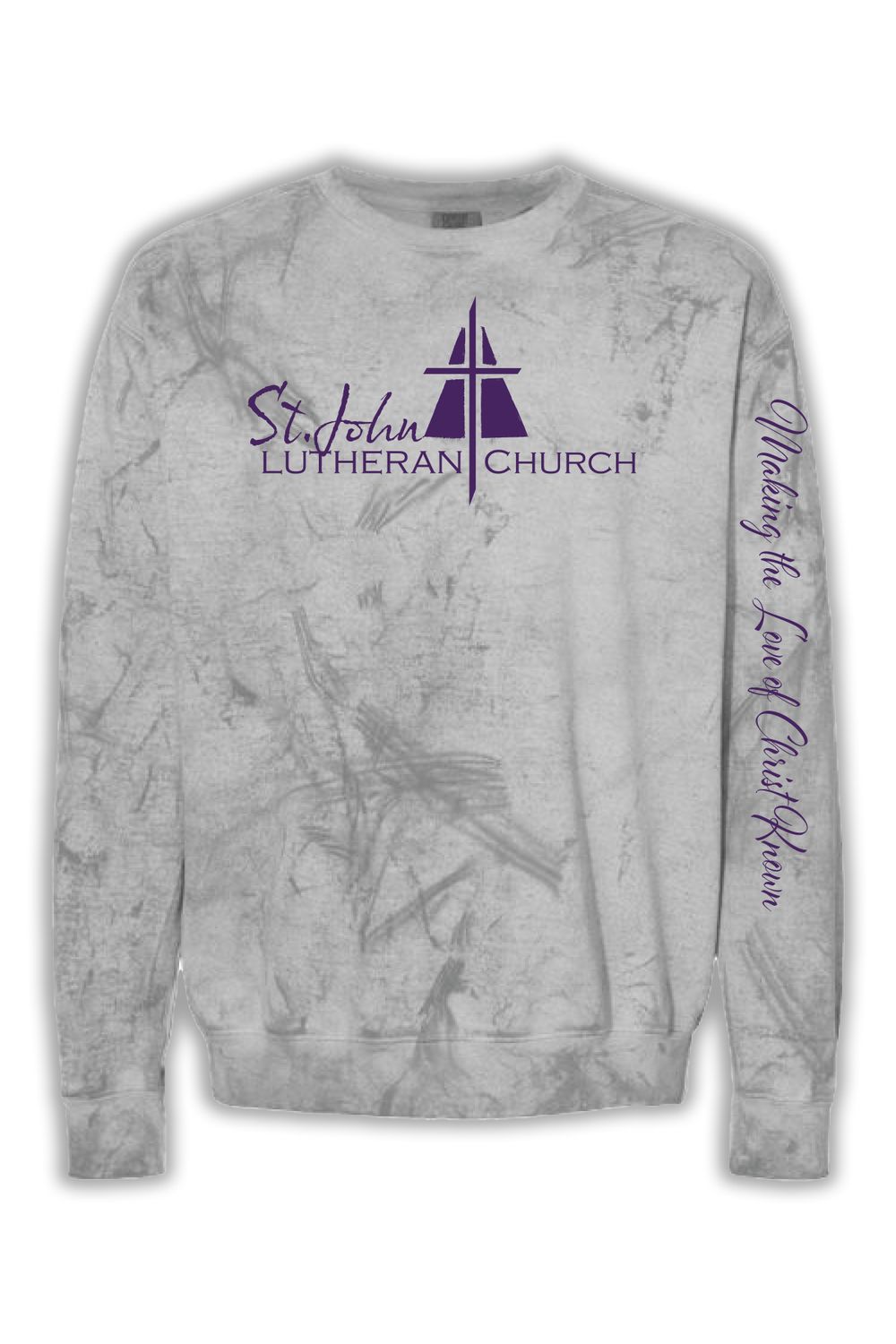 Comfort Colors Color Blast Crewneck Sweatshirt - 1545 - CHURCH, Color: SMOKE, Size: SMALL, Design: FULL FRONT