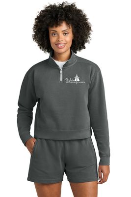 Comfort Colors Women’s Mid-Length 1/4-Zip Sweatshirt - 1580L - PEPPER - CHURCH