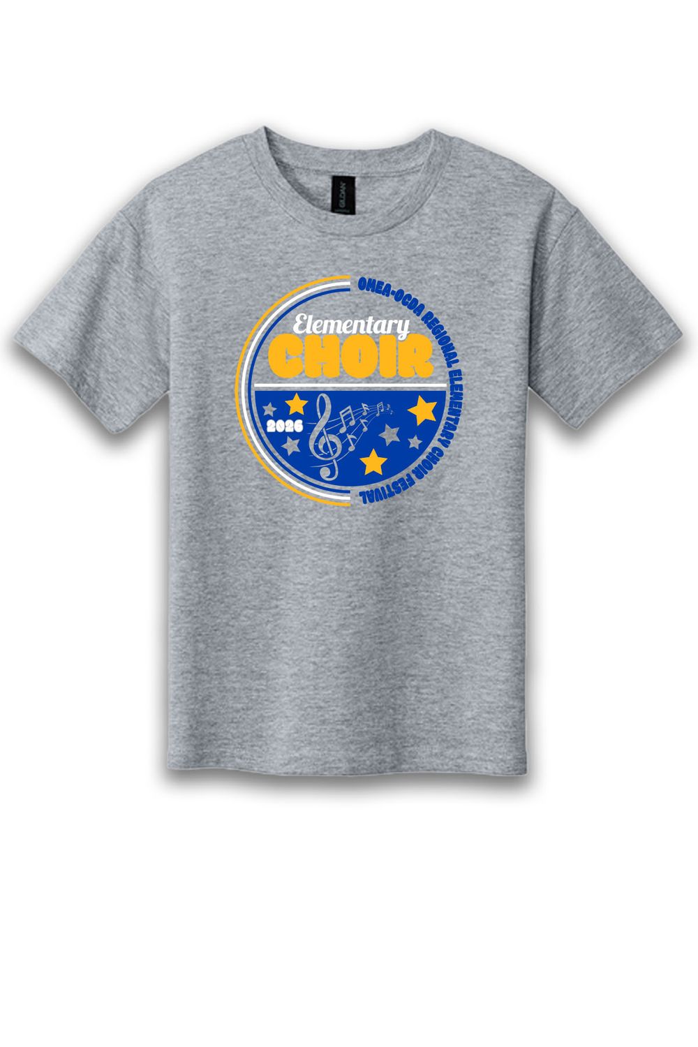 Gildan Youth Softstyle - Sport Grey - Elementary Choir, Color: BLUE AND GOLD, Size: YOUTH XS