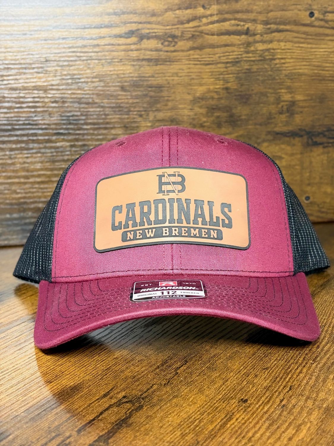 Cardinals Leather Patch - Richardson Snapback Trucker Cap 112 Cardinal/Black-  OSFM