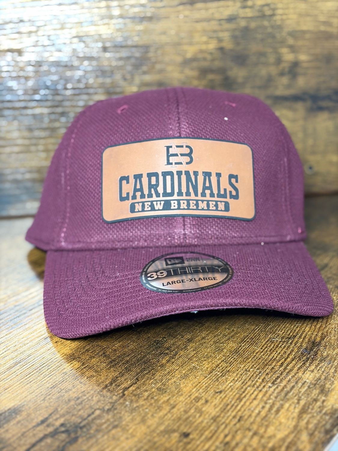 NB Leather Patch - CLOSEOUT New Era - Batting Practice Cap. NE1040 Maroon L/XL