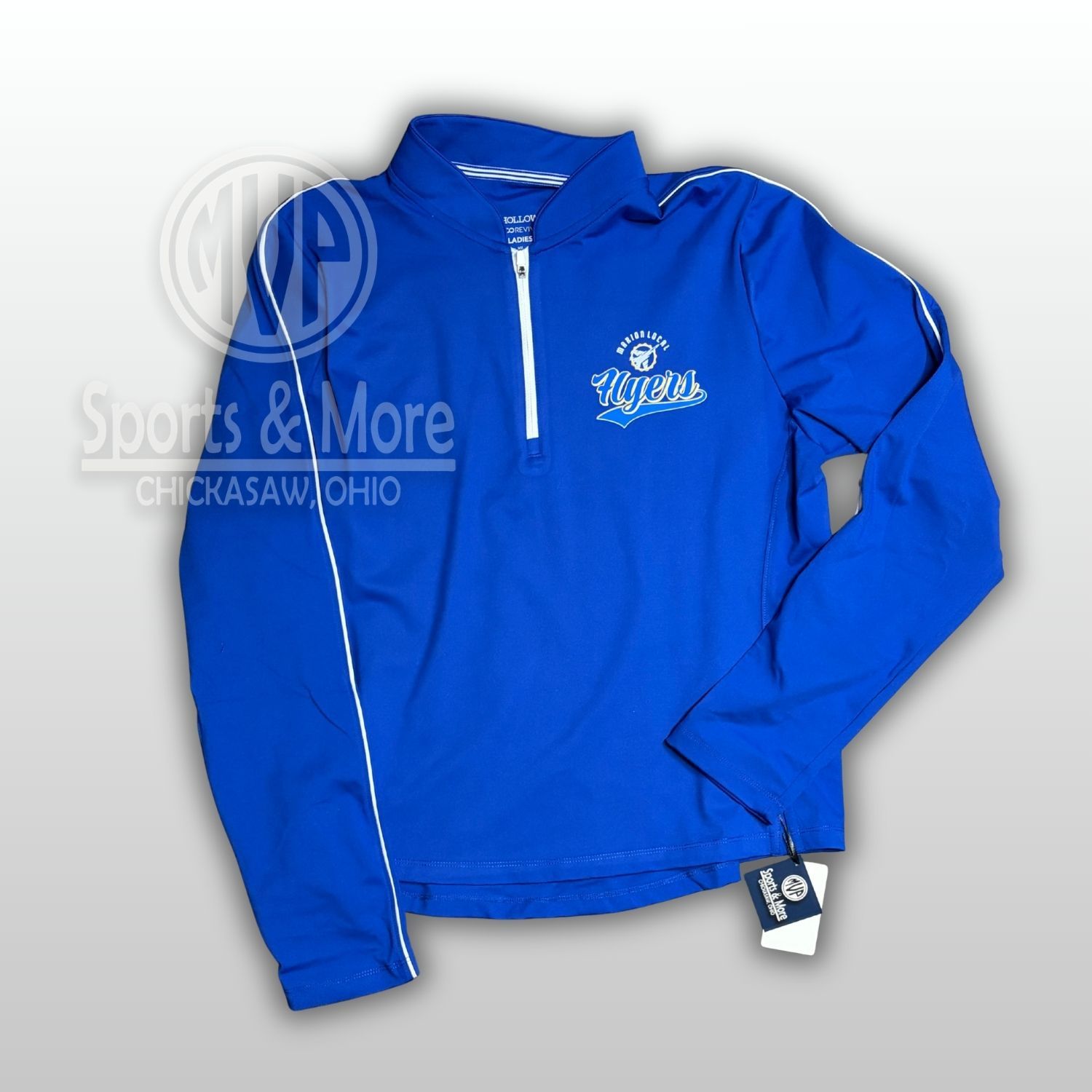 LADIES COURT 1/4-ZIP PULLOVER - ROYAL-  RETRO TAIL, Size: LADIES XS