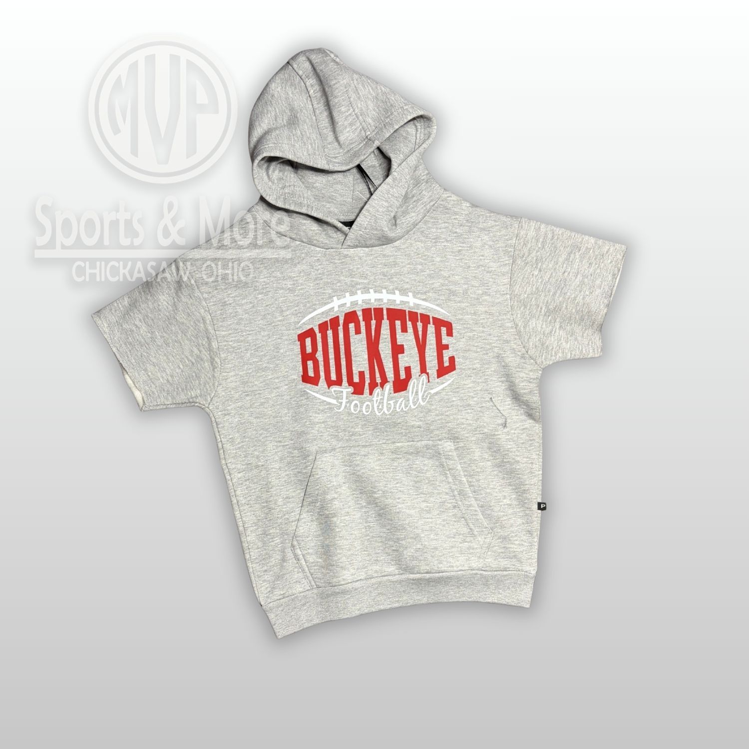 Pennant Youth Short Sleeve Hoodie - Buckeye Football- Y8220 GREY -  YOUTH MEDIUM