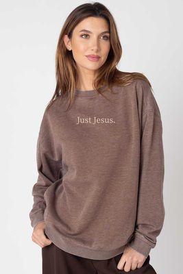 Campus Crewneck Sweatshirt - Just Jesus - Emb. - ESSPRESSO
