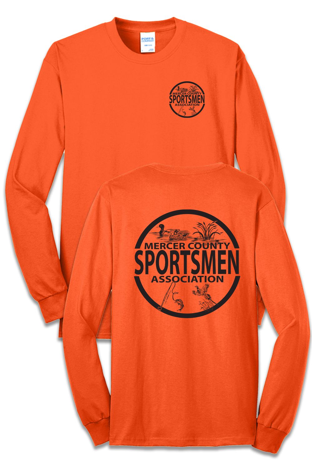 Long Sleeve - MCSA, Color: SAFETY ORANGE, Size: SMALL, Design: LOGO LEFT CHEST / FULL BACK