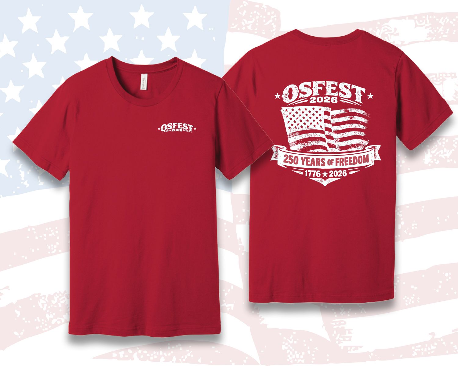 OSFEST - Unisex Jersey Short Sleeve Tee, Color: RED, Size: SMALL