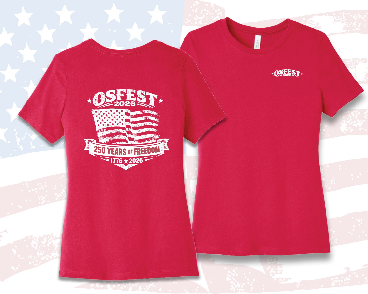 OSFEST - Women’s Relaxed Jersey Short Sleeve Tee, Color: RED, Size: LADIES SMALL