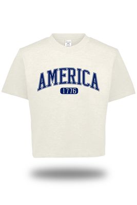 AMERICA - Ladies Sidney Heavyweight Boxy Tee - Chalk