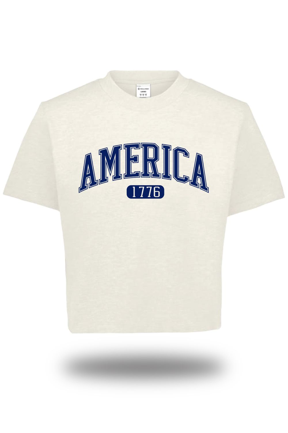 AMERICA - Ladies Sidney Heavyweight Boxy Tee - Chalk, Size: LADIES XS, Design: Blue