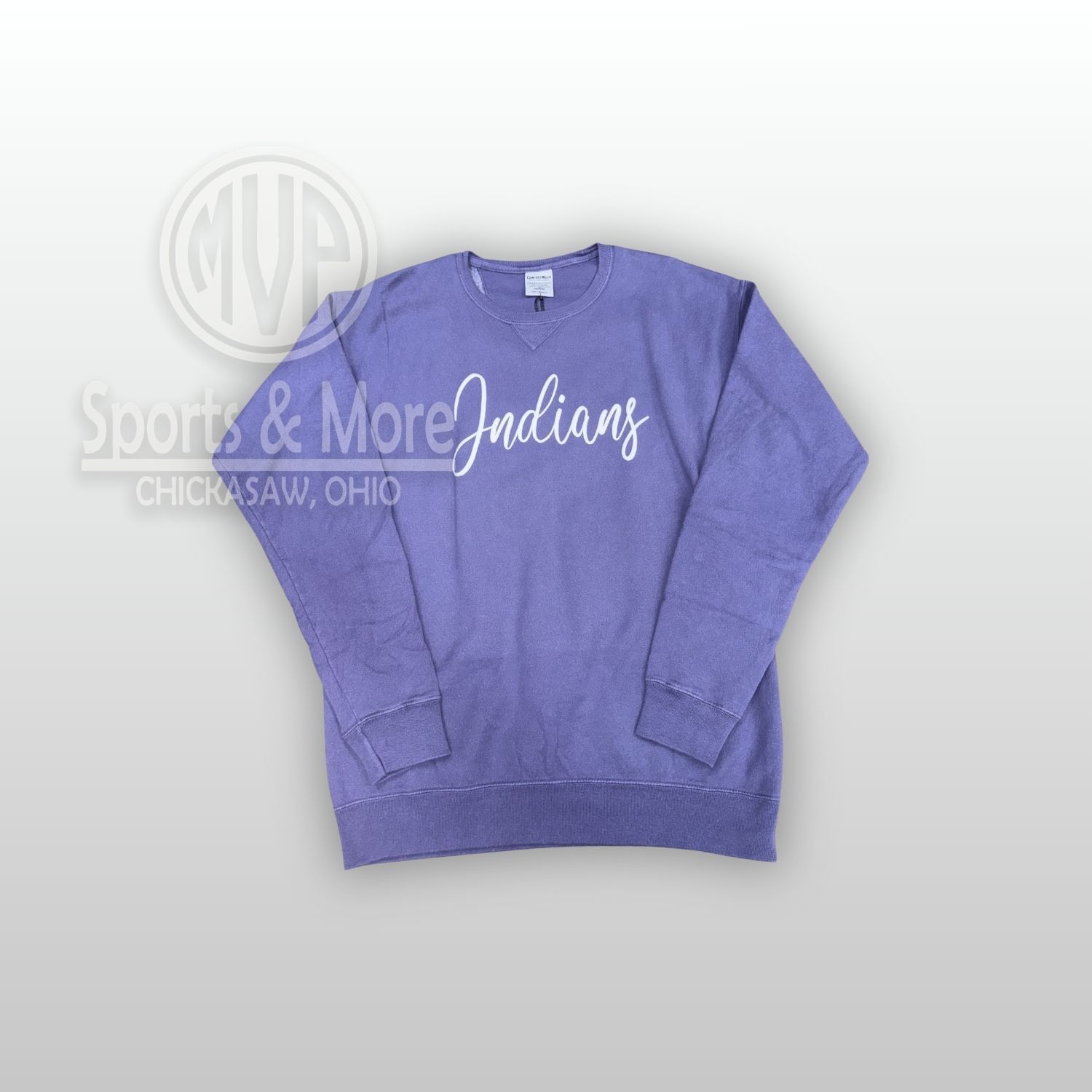 Comfort Wash by Hanes - Unisex Garment-Dyed Crewneck Sweatshirt - GDH400 - BiLine - Indians Puff, Size: SMALL