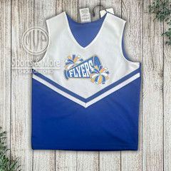 Cheer Pom -  Cheer Tank Top - 9111 Pride Shell - Royal/White - Glitter Megaphone, Size: GIRLS XXS