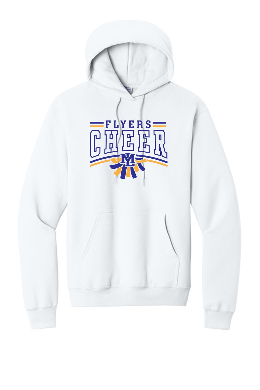 ML CHEER - Core Fleece Pullover Hooded Sweatshirt - PC78H, Color: WHITE, Size: YOUTH SMALL