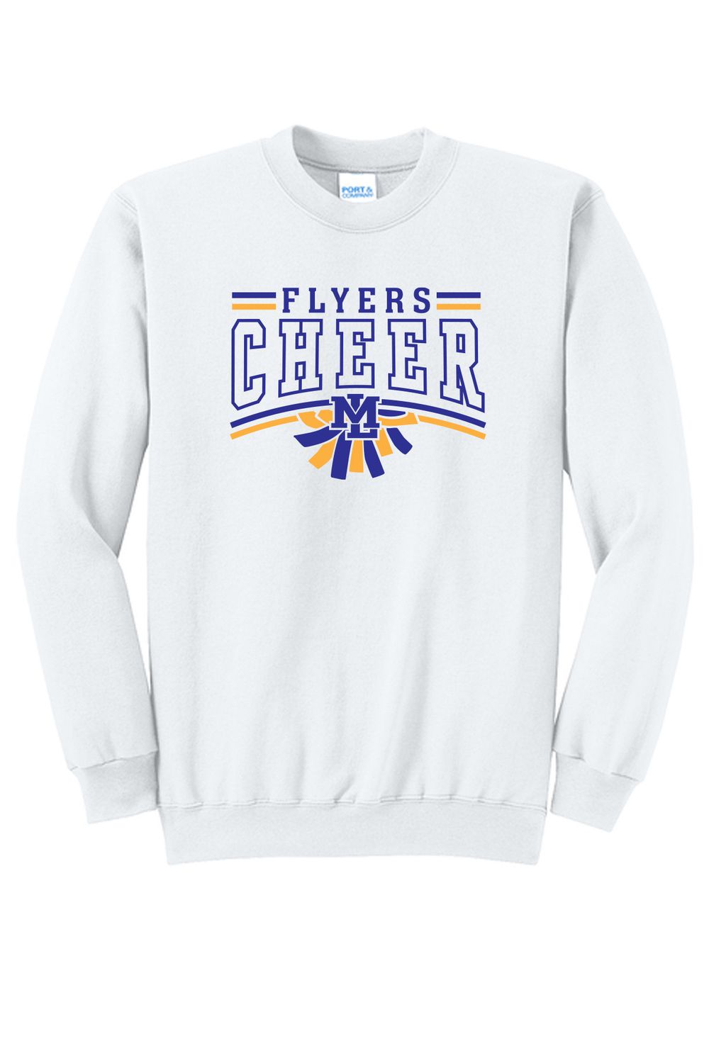 ML CHEER - Core Fleece Crewneck Sweatshirt  - PC78H, Color: WHITE, Size: YOUTH SMALL