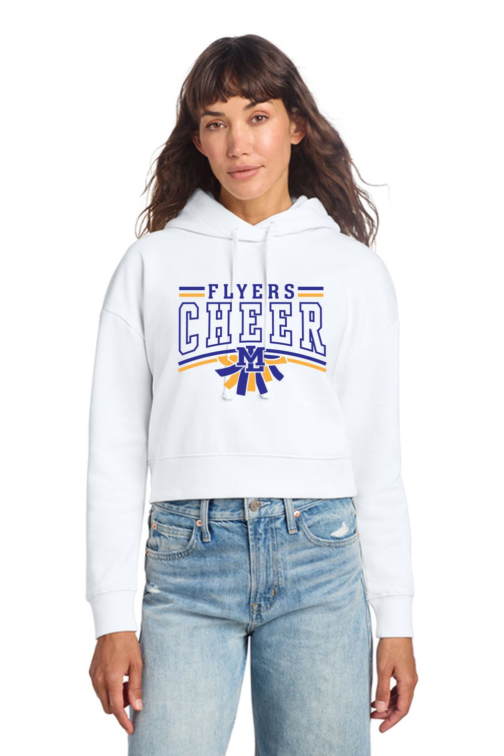 ML CHEER - District® Women’s V.I.T.™ Fleece Hoodie - DT6101, Color: WHITE, Size: LADIES XS