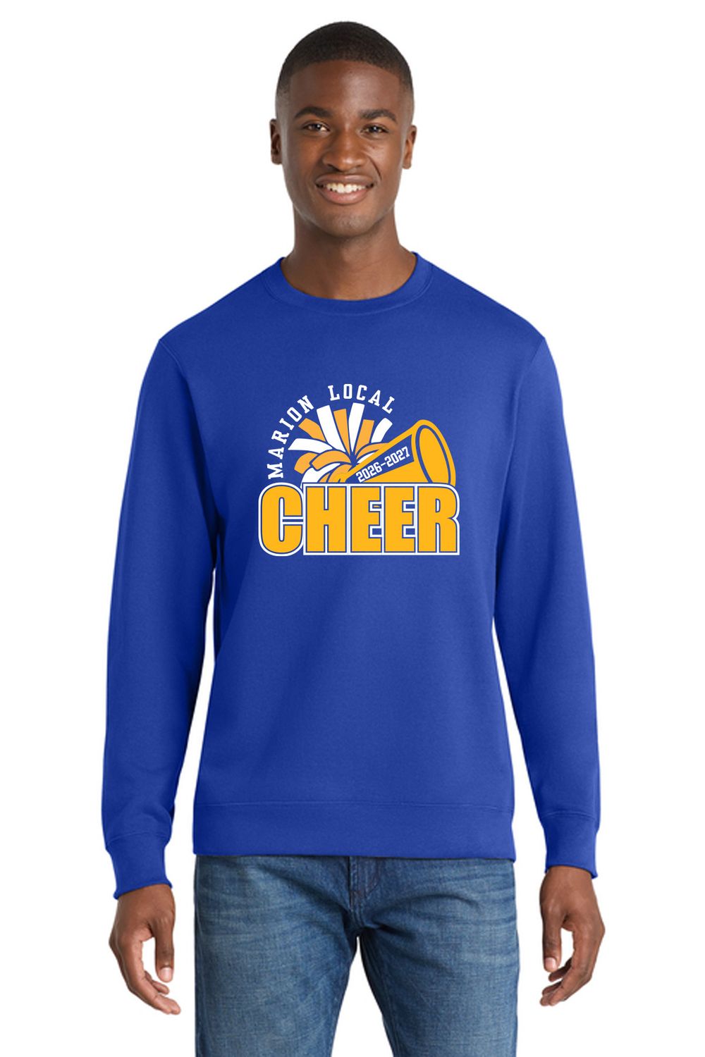 ML CHEER - Port &amp; Co Fan Favorite Fleece Crewneck Sweatshirt - True Royal - PC850
