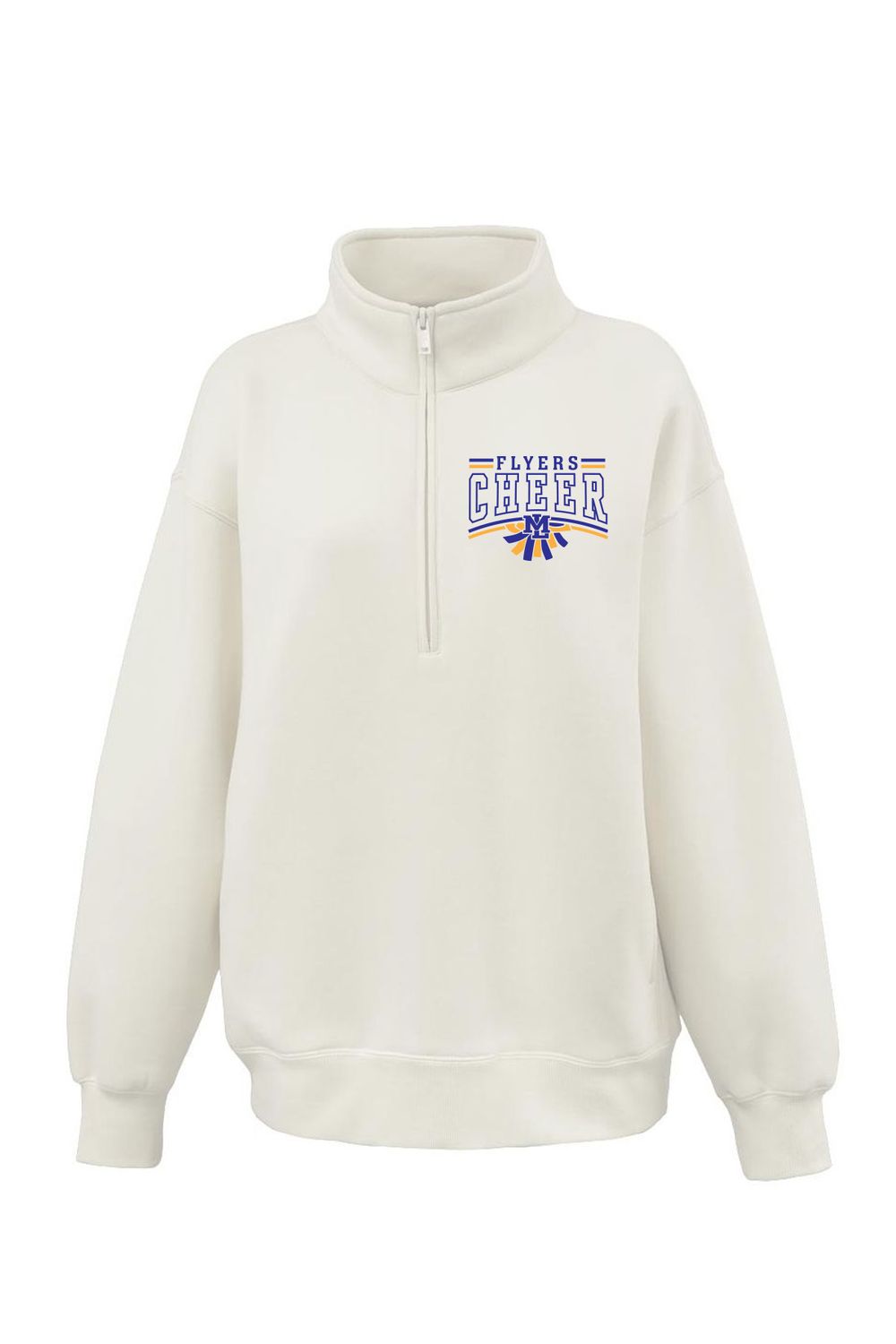 ML CHEER - Women's Oversized 1/4 Zip - 5485, Color: Cream (backordered through 6/22/2026), Size: LADIES XS