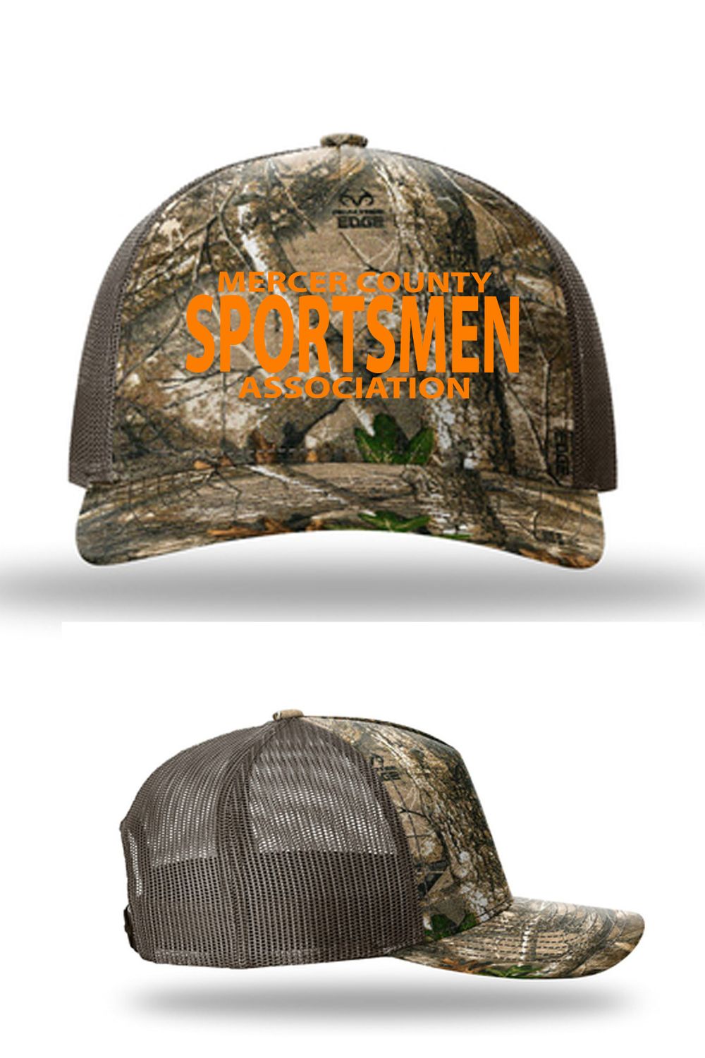 Richardson Printed Five-Panel Trucker - 112FPF - REALTREE EDGE BROWN, Design: TEXT ONLY