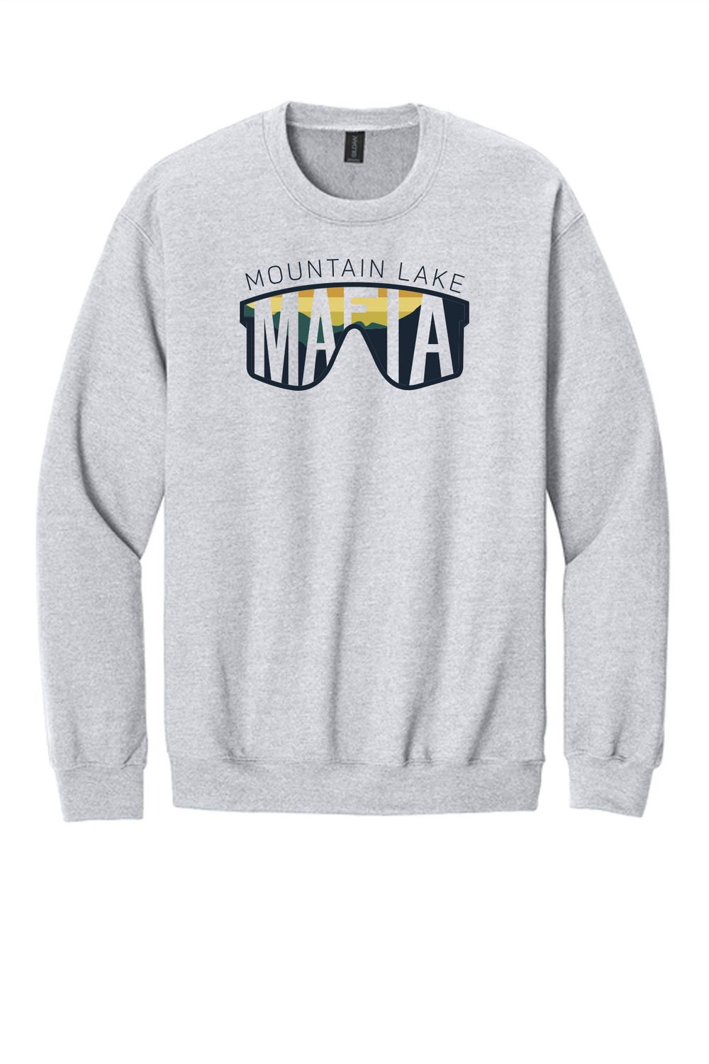 MNT LKE - Gildan Softstyle Crewneck Sweatshirt - SF000, Color: ASH GREY, Size: XS, Design: MAFIA GLASSES