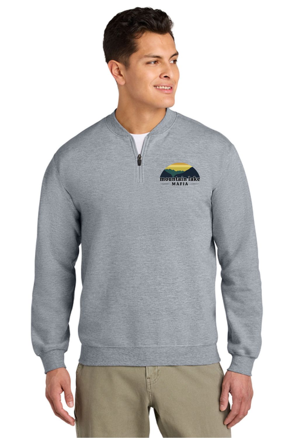 MNT LKE - Gildan Softstyle Midweight Fleece 1/4-Zip - SF008 - MOUNTAIN MAFIA LC, Color: RING SPUN SPORT GREY, Size: SMALL