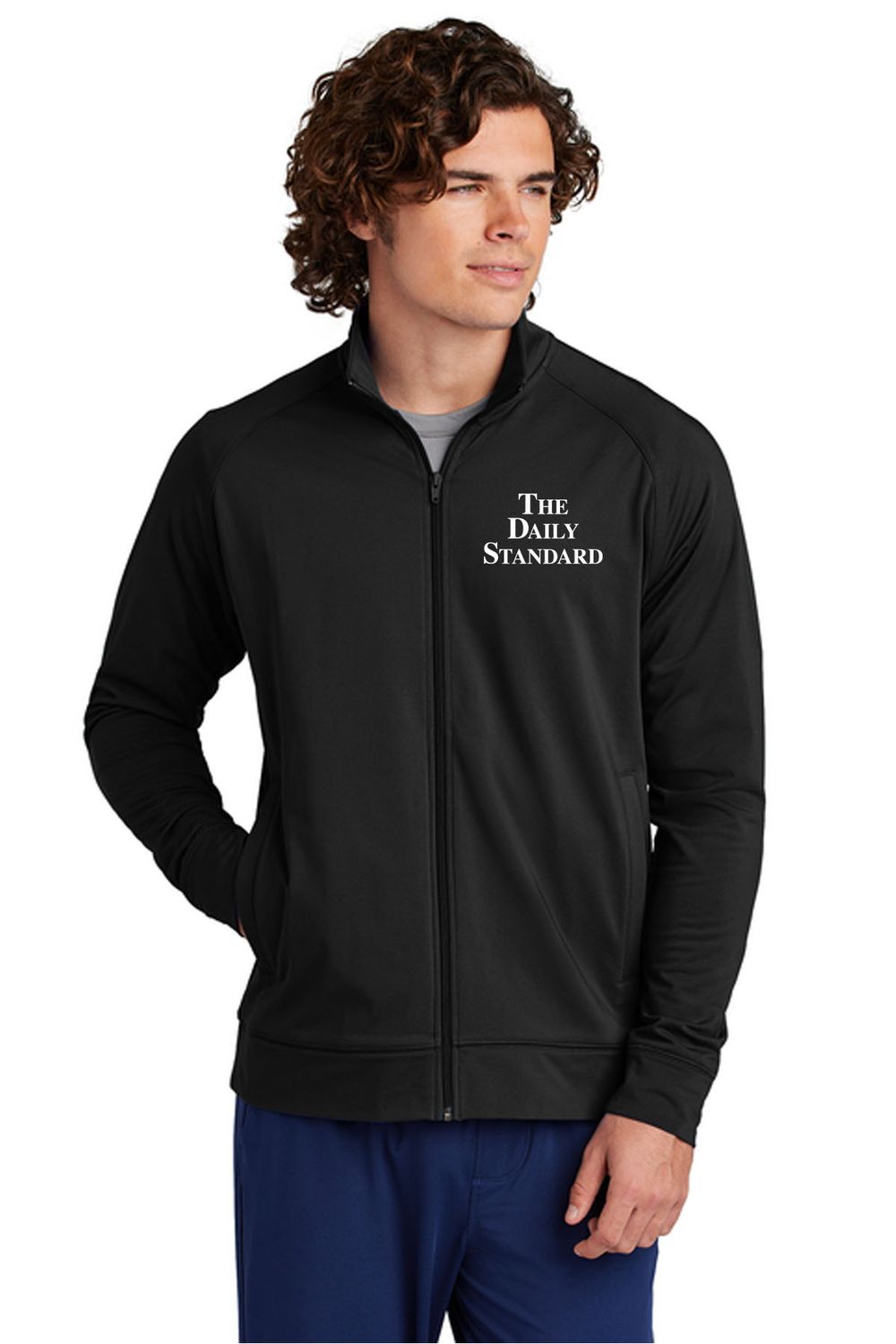 Daily Standard _ Sport-Tek Sport-Wick Stretch Full-Zip Cadet Jacket _ ST857, Size: SMALL, Color: BLACK