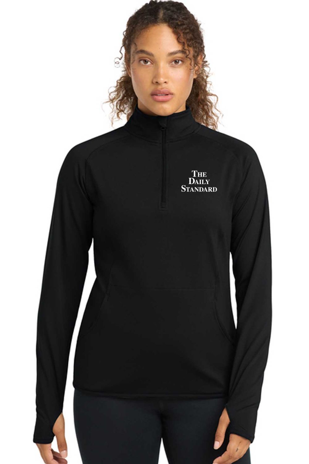 Daily Standard _ Sport-Tek Women's Sport-Wick Stretch 1/4-Zip Pullover _ LST850, Size: LADIES XS, Color: BLACK