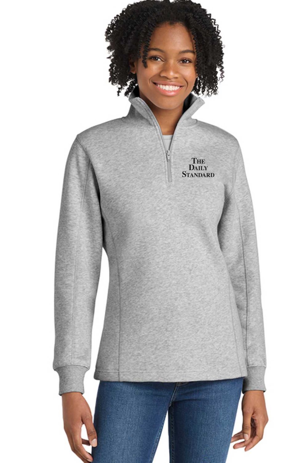 Daily Standard _ Sport-Tek Women's 1/4-Zip Sweatshirt _ LST253, Size: LADIES SMALL, Color: ATHLETIC HEATHER