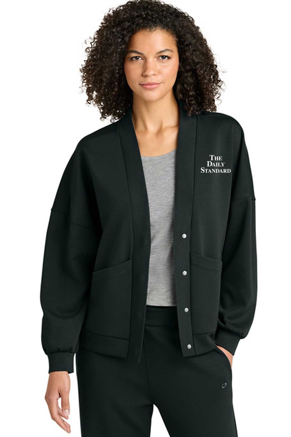 Daily Standard _ OGIO Women's Transcend Cardigan _ LOG862, Size: LADIES SMALL, Color: BLACKTOP
