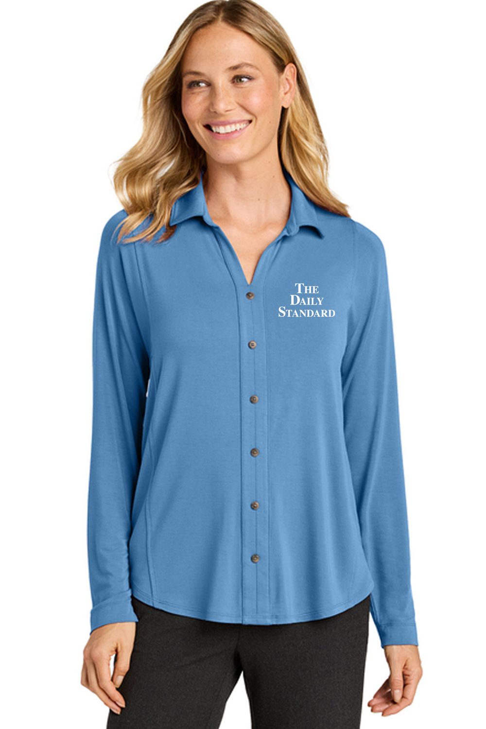 Daily Standard _ Port Authority Women's Luxe Knit Button Tunic _ LK5602, Size: LADIES XS, Color: CAROLINA BLUE