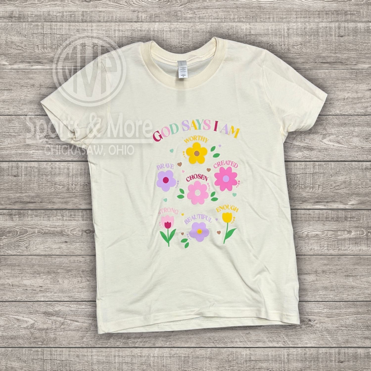 GOD SAYS - Bella and Canvas Toddler Jersey Tee-3001 , Color: NATURAL HEATHER (FLOWERS), Size: 2T