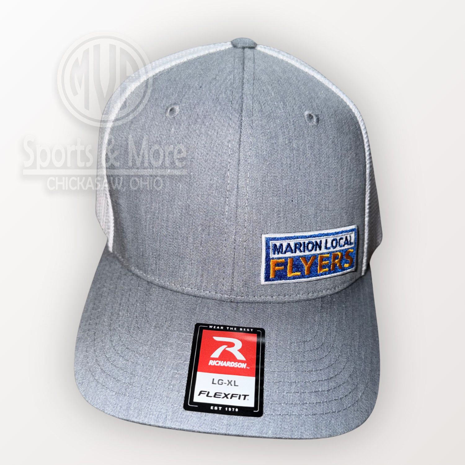 Flex Trucker Cap-110 R/ Heather Grey/ White, Size: SMALL/MEDIUM